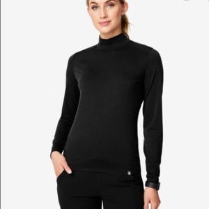 FIGS Merino Wool Mock Neck Underscrub Black